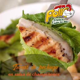 Trozos de pollo en salsa de champiñones